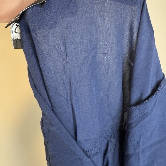 Lulu's Learning to Fly Halter Jumpsuit Womens Large Cinched Waist Backless Blue - Picture 14 of 16